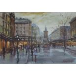 MICHAEL CRAWLEY (XX). 'The Grand Boulevard, Paris', signed lower right, watercolour, framed and
