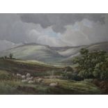 GEORGE COOPER (XX-XXI). Sheep in an open country landscape, signed lower right, watercolour, gilt