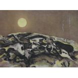 EVELYN GIBBS. Abstract landscape, signed in pencil lower right, artist's proof, coloured etching and