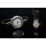 A 9 CARAT GOLD DECO STYLE ACCURIST LADIES WRISTWATCH, Dia 1.5 cm together with a hallmarked
