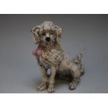 A 19TH CENTURY STYLE COLD PAINTED BRONZED FIGURE OF A SEATED POODLE, H 6 cm