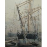 FRANK JOSEPH HENRY GARDINER (b. 1942). 'Ships In Dock', signed lower left to boat, watercolour,
