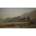 THOMAS DANBY (1818-1886). Country river landscape with figures and a dog, signed lower left and