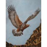 JOHN G. SHAW. Study of eagle flying towards rocky outcrop, signed and dated 1980 lower right,