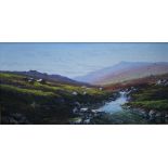 BRIAN D. HORSWELL (1939). A mountain stream, signed lower left, oil on canvas, gilt framed, 24.5 x