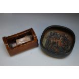 A RETRO STYLE STUDIO POTTERY BOWL WITH INCISED DECORATION TO INTERIOR, initials to the underside and