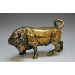 A BRONZE FIGURE OF A BULL, W 13.5 cm