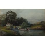 C.J.KEATS (XIX - XX). 'Sheep In A Field' and 'On The Thames', one signed lower left, watercolours,