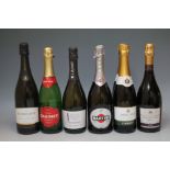 7 BOTTLES OF ASSORTED SPARKLING WINES TO INCLUDE 3 BOTTLES OF VARIOUS PROSECCOS