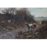 J.G. MOGLAND. A country scene with figure at the gate and cattle, signed lower left and dated 86,