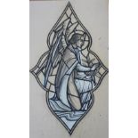 A STAINED GLASS WINDOW DESIGN FROM THE HARDMAN STUDIO, study of an Angel, unsigned, charcoal and pen