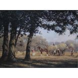 R MOSELEY (XX). Haymaking, signed lower right, oil on canvas, framed, 30 x 40 cm