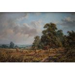 DON VAUGHAN (1916). Harvest time with Corn Stooks, signed lower right, oil on canvas, gilt framed,