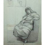 STYLE OF DANTE GABRIEL ROSSETTI (1828 - 1882). Study of a lady, pencil, bearing signature lower