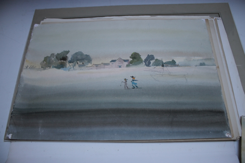 SYBIL MULLEN GLOVER. A folio of landscapes and figurative studies, one signed, watercolours and - Image 2 of 3