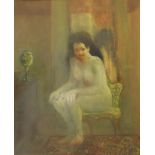 TED FELDMANN (XX). A seated female nude, signed lower right and dated '63, oil on board, framed