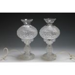 A PAIR OF WATERFORD CRYSTAL TABLE LAMPS, complete with original boxes, H 35.5 cm