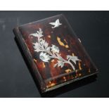 A LATE 19TH / EARLY 20TH CENTURY TORTOISESHELL AND PIQUE CARD / NOTE CASE, of rectangular book form,