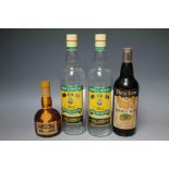 2 ONE LITRE BOTTLES OF WRAY & NEPHEW OVERPROOF RUM, together with 1 small bottle of Grand Marnier