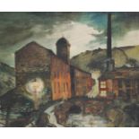 PATRICIA HIRST. Northern Industrial School, study of mill at evening time, hills beyond, signed