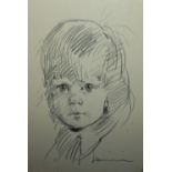 ROBERT LENKIEWICZ (1941-2004). Portrait of a child, signed lower right, pencil sketch, framed and