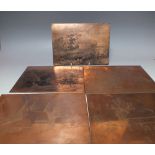 FIVE COPPER ETCHING PLATES, comprising two by HENRY POPE.- one double sided and three by IAN STRANG,