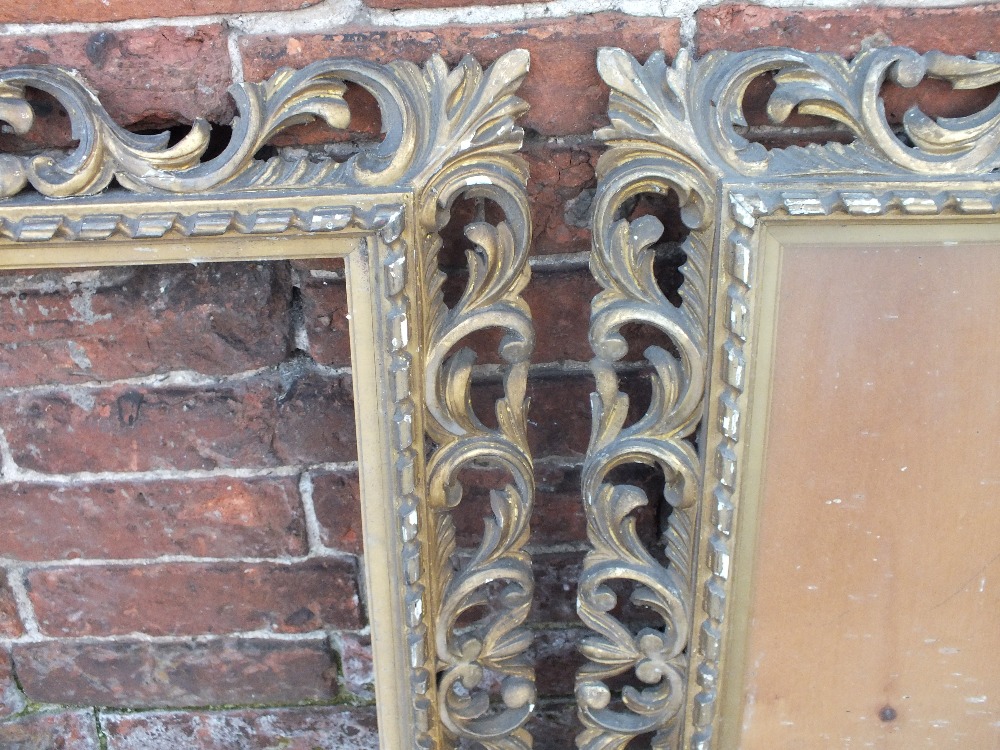 A PAIR OF GILT WOOD FLORENTINE STYLE PICTURE FRAMES, typical scrolling Florentine detail, rebate - Image 2 of 2