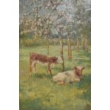 JAMES TOWNSHEND (?-1949). 'In The Time of Apple Blossom', signed lower left, oil on board, gilt