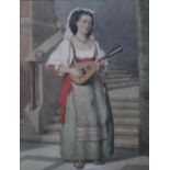 CONTINENTAL SCHOOL (XIX-XX). An Eastern lady playing a lute, signed lower left but indistinct,