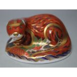 A ROYAL CROWN DERBY PAPERWEIGHT IN THE FORM OF AN OTTER, printed marks to base, gold stopper, W 11.5