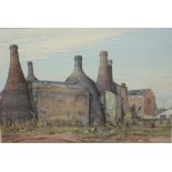 T.W. MOUNTFORD (XXI). 'Gladstone Bottle Ovens', signed lower right, watercolour, framed and
