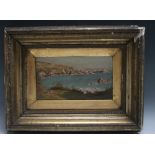 S. C. L. (XX). Coastal Scene, monogrammed lower right and dated ??, oil on board, gilt framed, 12.