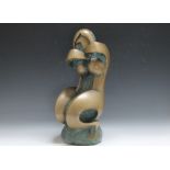 DOMENICO COLANZI (b.1944). Italian School bronze sculpture, modernist study of female nude on cast
