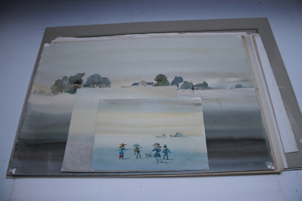 SYBIL MULLEN GLOVER. A folio of landscapes and figurative studies, one signed, watercolours and