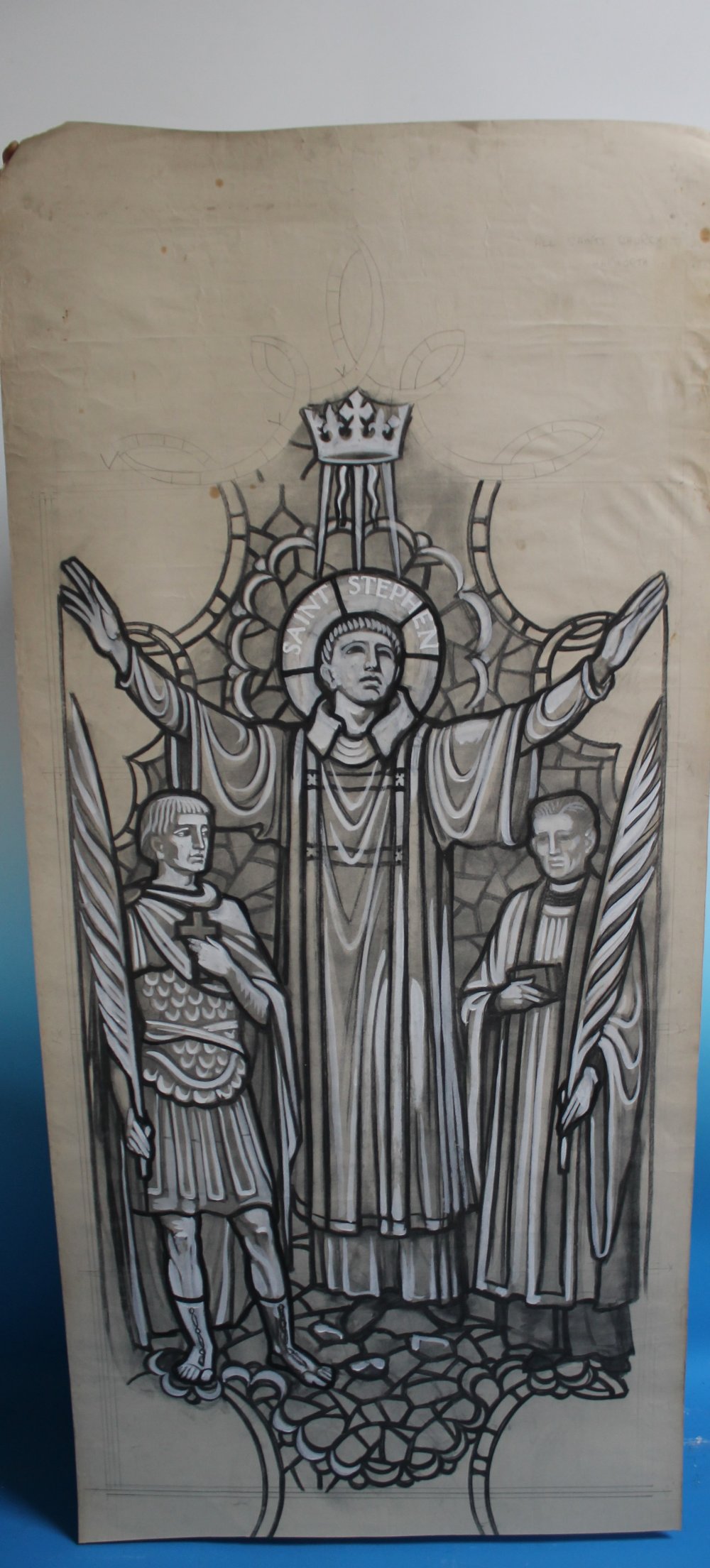 A STAINED GLASS WINDOW DESIGN FROM THE HARDMAN STUDIO, inscribed 'St Stephen for All Saints church