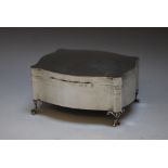 A HALLMARKED SILVER JEWELLERY CASKET - BIRMINGHAM 1920, makers mark indistinct, the hinged lid