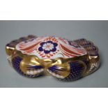 A ROYAL CROWN DERBY PAPERWEIGHT IN THE FORM OF A CRAB, printed marks to base, gold stopper, W 12 cm