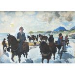 F B T LLOYD. Irish School, depicting 'mussel pickers', oil on board, signed lower left, framed, 30.5