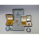 A COLLECTION OF VINTAGE WEDGWOOD JEWELLERY, some contained in original boxes, various colours, to