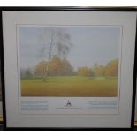 A SET OF SIX COLOURED GOLFING INTEREST PRINTS, to include 'Woburn, Royal County Down, St. Andrews,