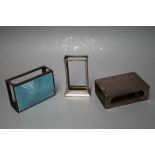 THREE HALLMARKED SILVER MATCHBOX HOLDERS TO INCLUDE AN UNUSUAL ENAMEL EXAMPLE BIRMINGHAM 1916, a