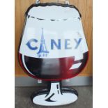 A VINTAGE CANEY BEER ADVERTISING SIGN, in the form of a stemmed glass, with fittings for