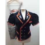 VINTAGE COSTUME - MENS BAVARIAN LEATHER LEDERHOSEN WITH SUSPENDERS, together with a Tyrolean vintage