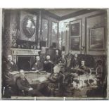 A 19TH CENTURY OPALOTYPE PHOTOGRAPH ON MILK GLASS, study of The Pre-Raphaelite Brotherhood, unframed