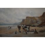 ROBERT FINLAY MCINTYRE (c.1846-1906). Fishermen on the beach with children, signed lower left,