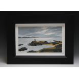 DAVID BARNES. Impressionist rocky coastal scene 'Llandynwyn, Anglesey', signed verso, oil on