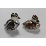 TWO ROYAL CROWN DERBY DUCKS BOTH WITH GOLD STOPPERS