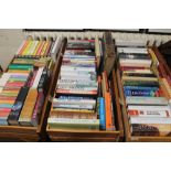 THREE TRAYS OF BOOKS