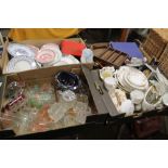 FOUR TRAYS OF ASSORTED CHINA CERAMICS AND GLASSWARE