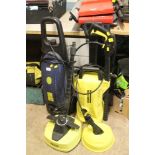 A KARCHER PRESSURE WASHER AND ACCESSORIES, TOGETHER WITH ANOTHER PRESSURE WASHER